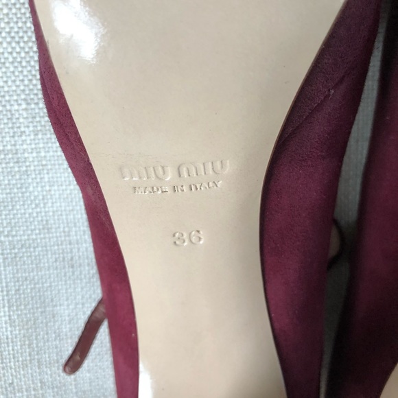 Miu Miu Mary Jane Pumps Platform Bow Suede Ankle Strap US 6 - Picture 9 of 11